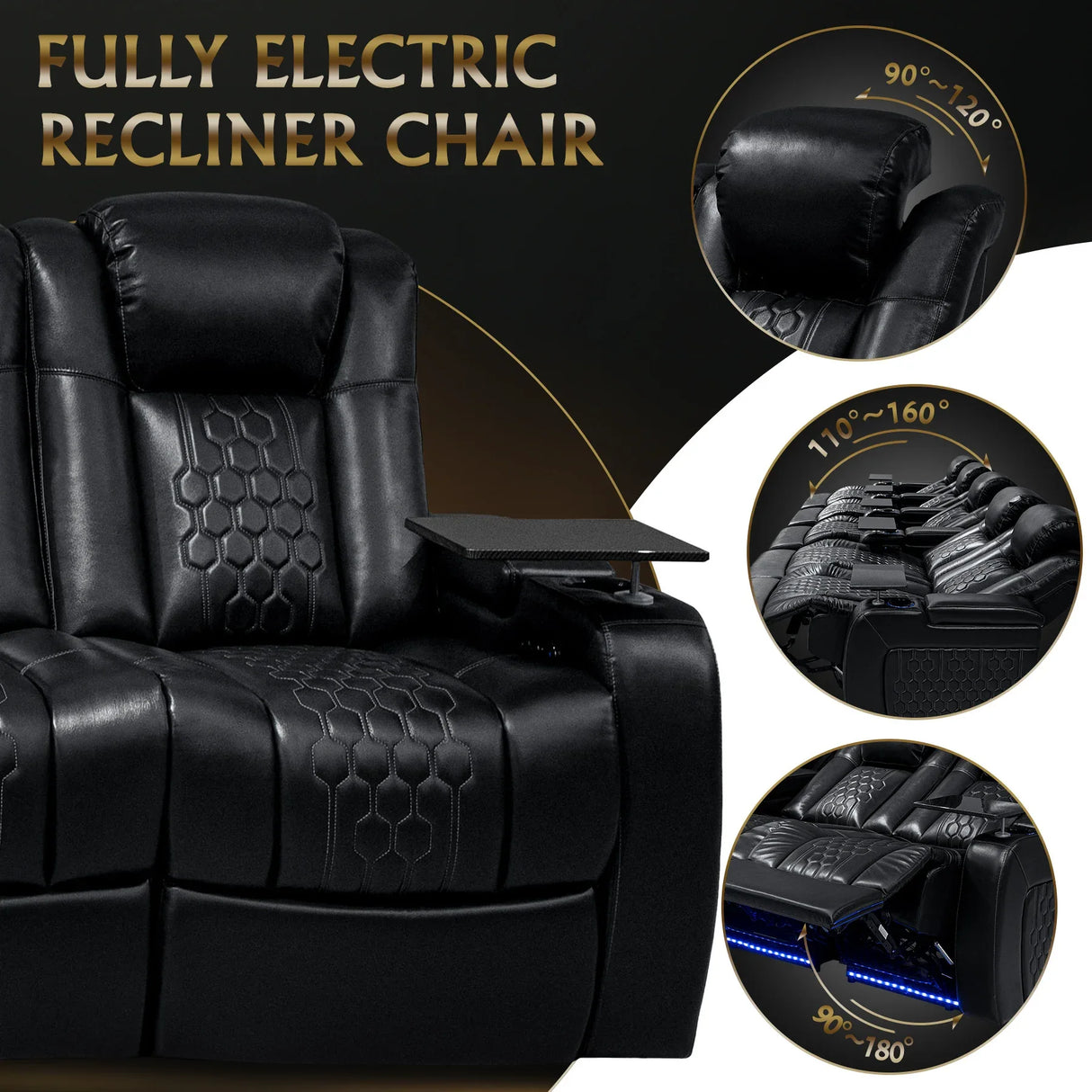 Ultra-Plush Genuine Leather Power Recliner With RGB Lighting - Omega Lifestyles
