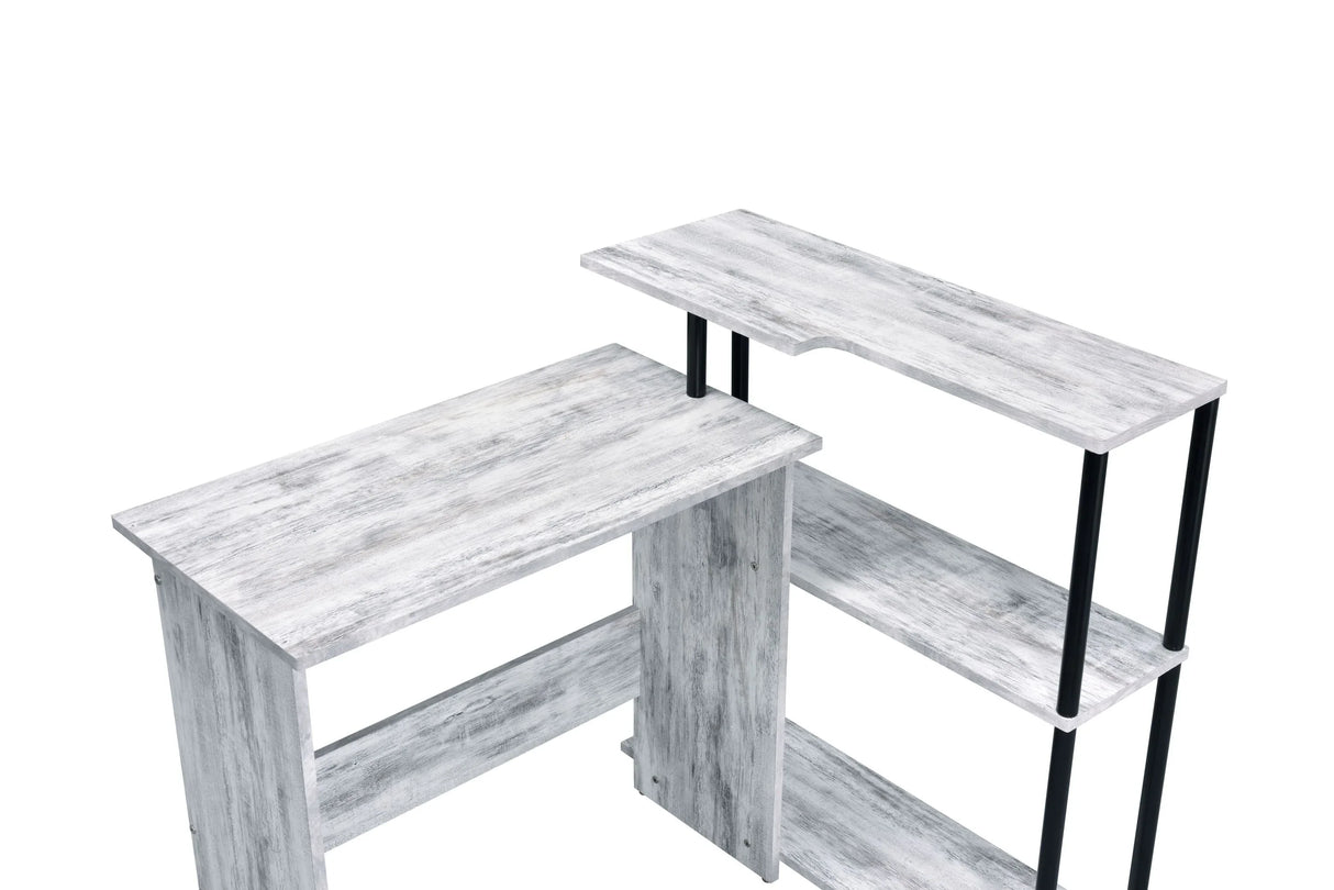 Antique White & Black L-Shaped Writing Desk - Omega Lifestyles