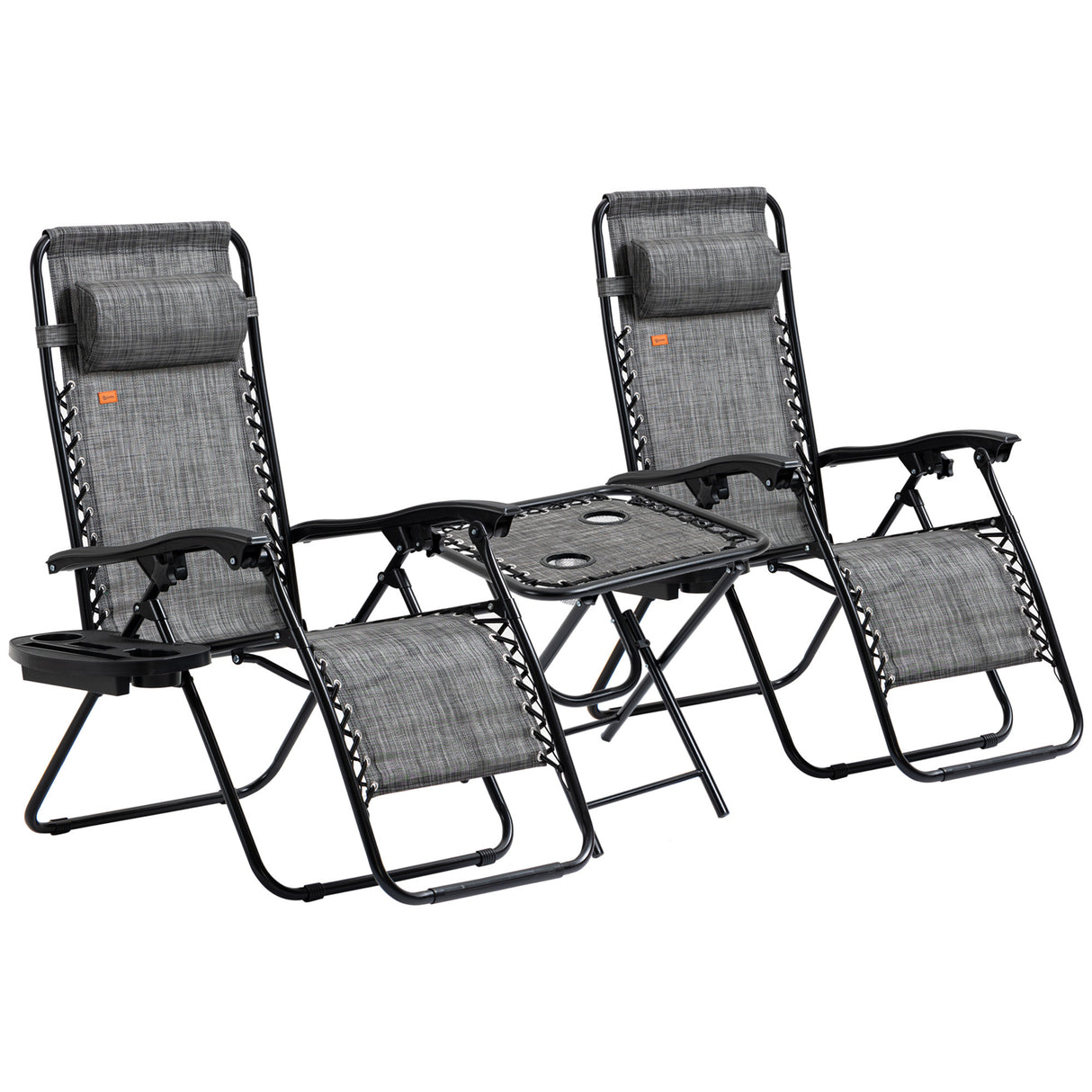Set Of 2 Zero Gravity Folding Lounge Chairs With Table