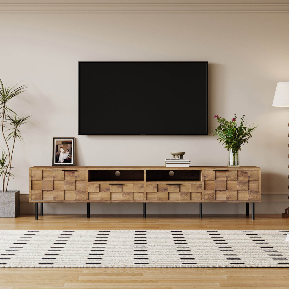 Mid Century Modern TV Stand With Storage Drawers - Sleep Galleria