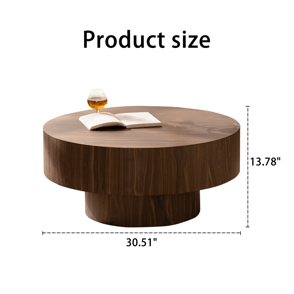 Modern Round Walnut MDF Coffee Table 30-Inch - Sleep Galleria