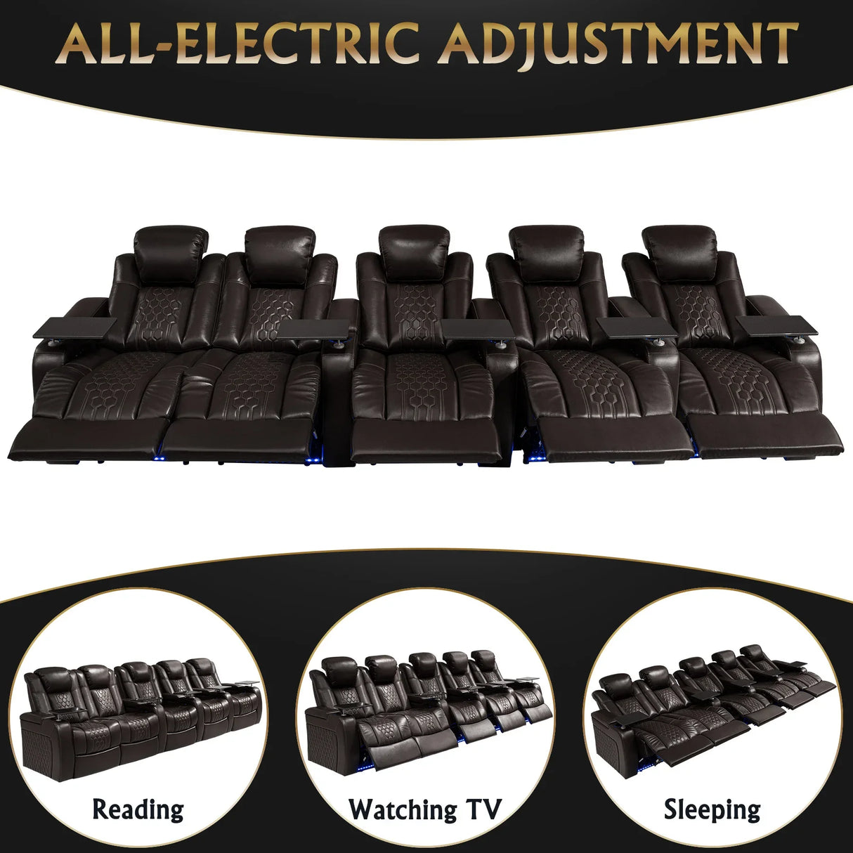 Ultra-Plush Genuine Leather Power Recliner With RGB Lighting - Omega Lifestyles