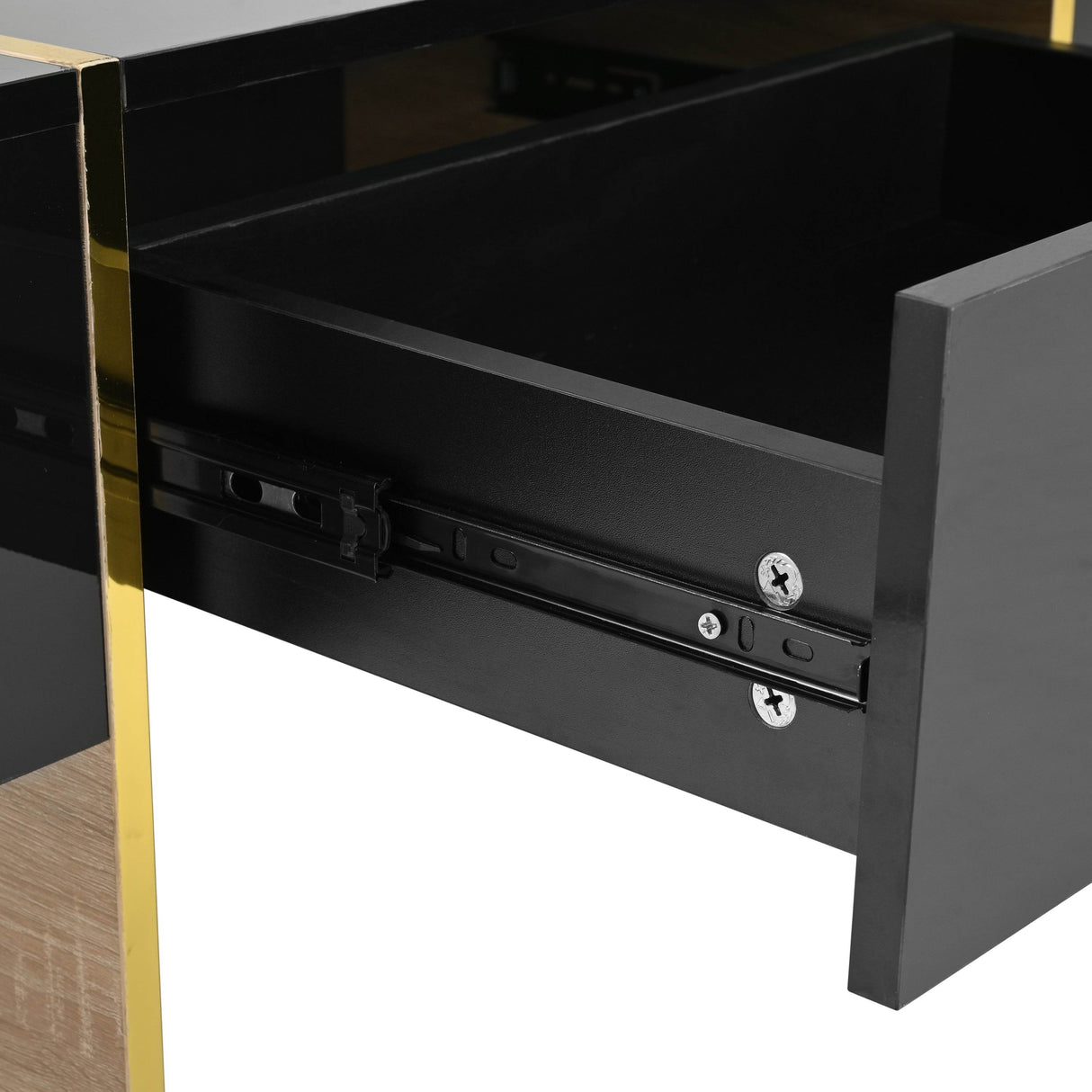 Minimalist High Gloss Black And Gold Coffee Table - Sleep Galleria