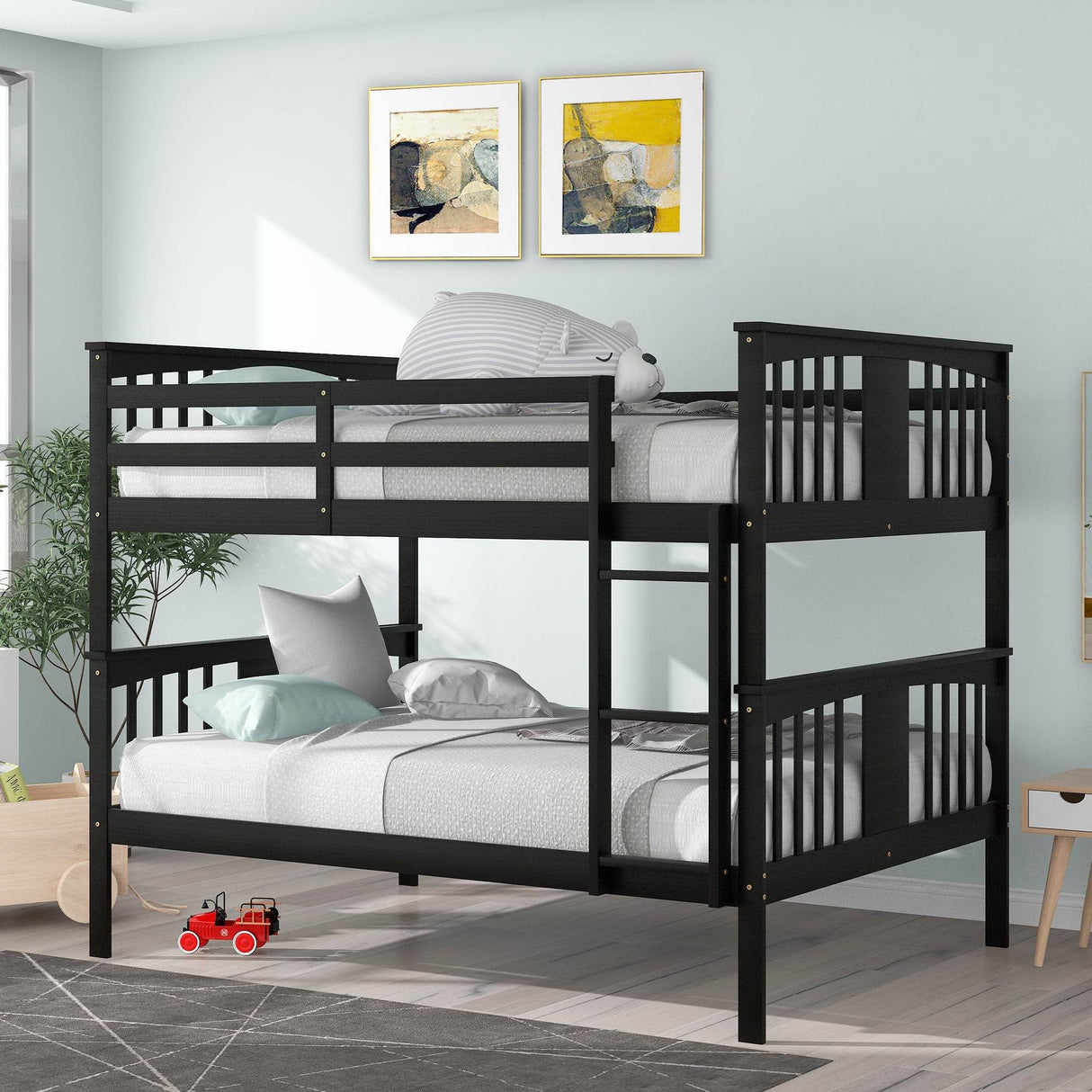 Full Over Full Solid Wood Espresso Bunk Bed - Omega Lifestyles