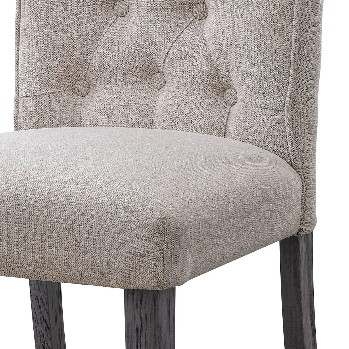 Set of 2 Beige Linen Synthetic Wood Side Chairs - Omega Lifestyles