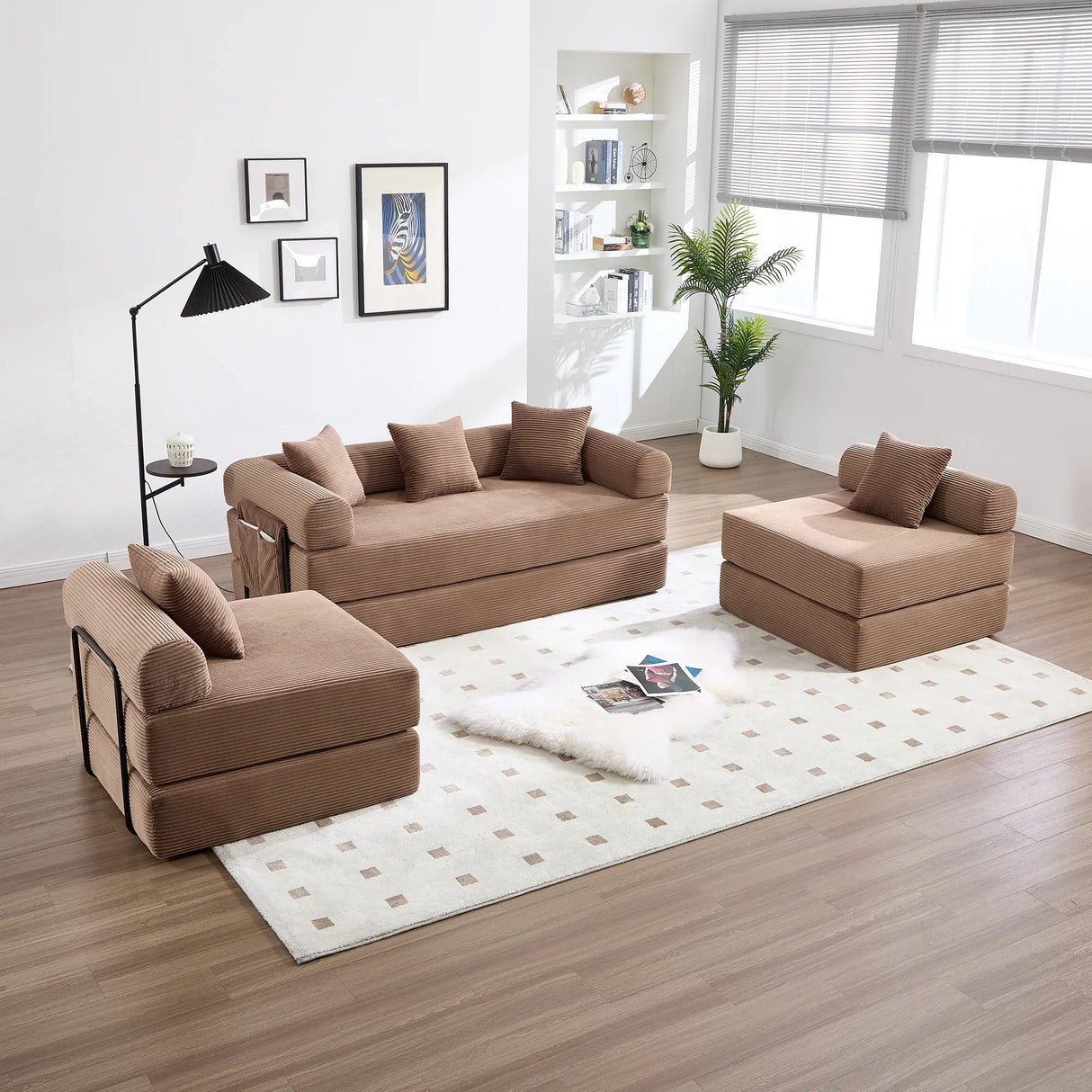 Convertible Folding Corduroy Memory Foam Sofa Bed - Omega Lifestyles