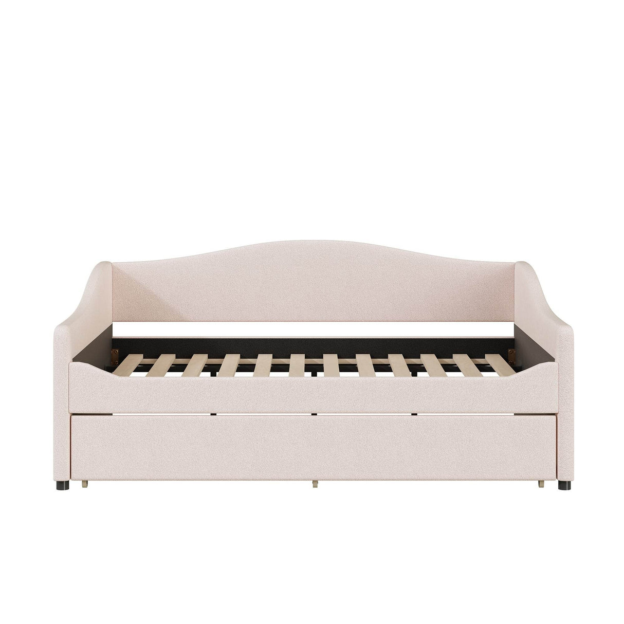 Full Teddy Fleece Upholstered Daybed With Trundle And LED Light - Omega Lifestyles