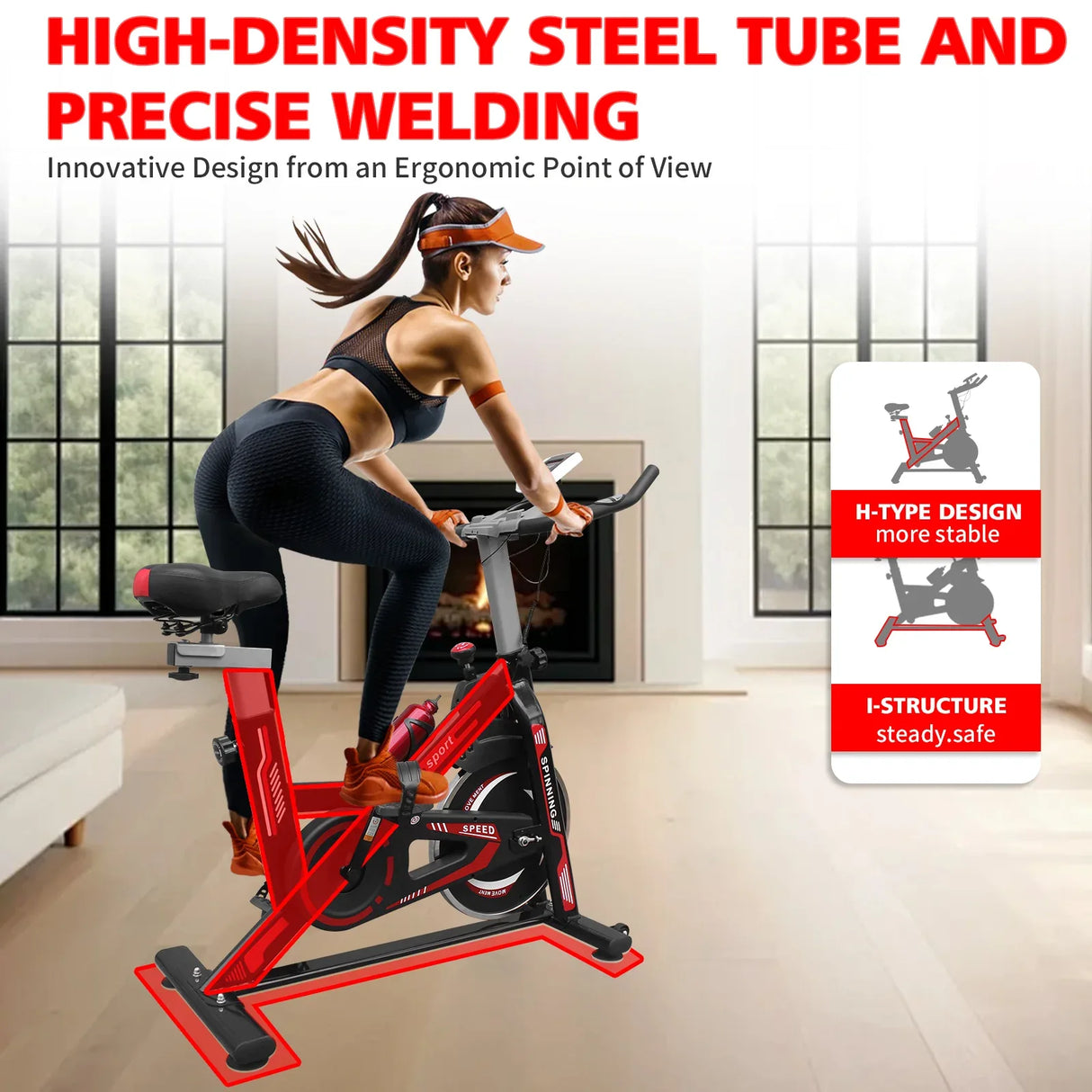 Adjustable Resistance Indoor Steel Frame Exercise Bike - Omega Lifestyles