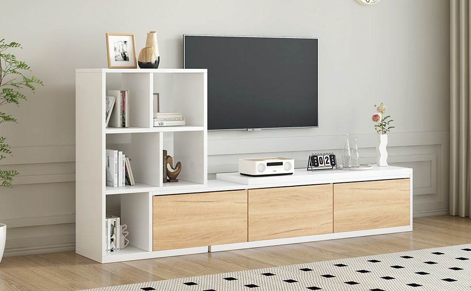 Adjustable Extendable White MDF TV Stand With Storage - Sleep Galleria