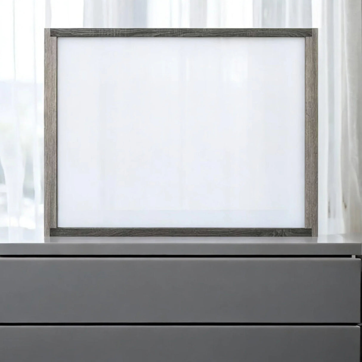 Transitional Gray Synthetic Wood Wall Mirror 50-Inch - Omega Lifestyles