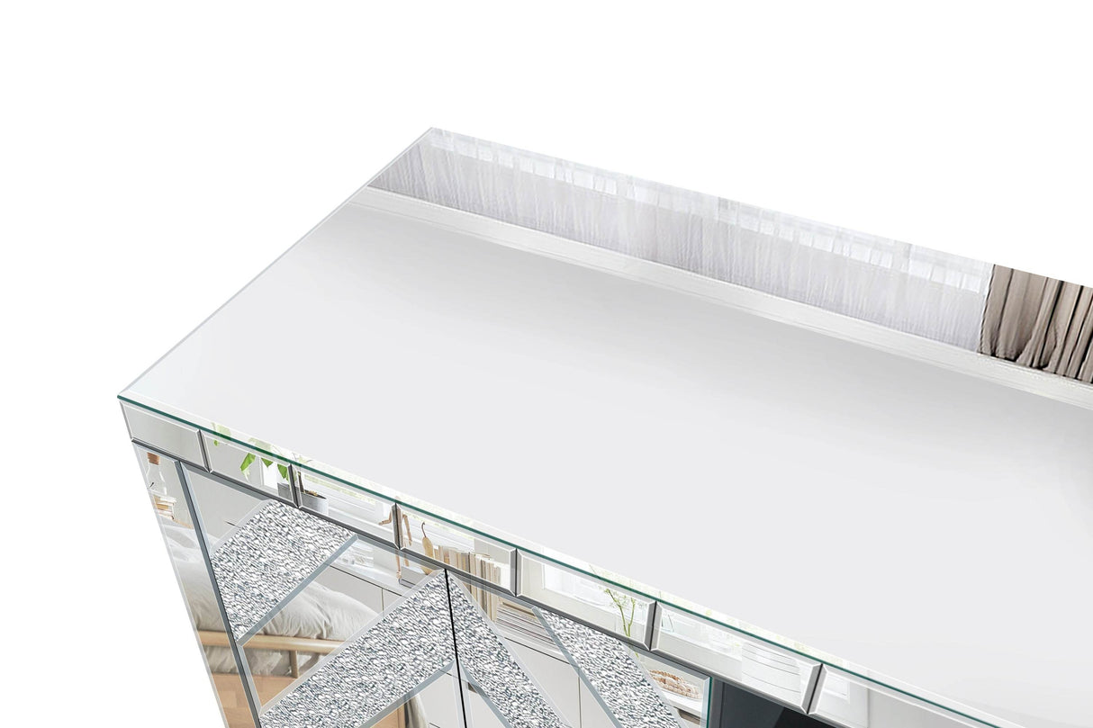 47-Inch Mirrored Dual Door TV Media Console - Sleep Galleria