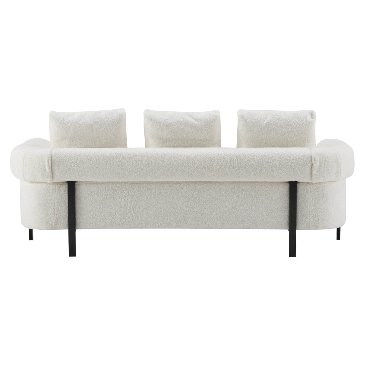Modern 3-Seater Beige Boucle Upholstered Sofa With Pillows - Omega Lifestyles