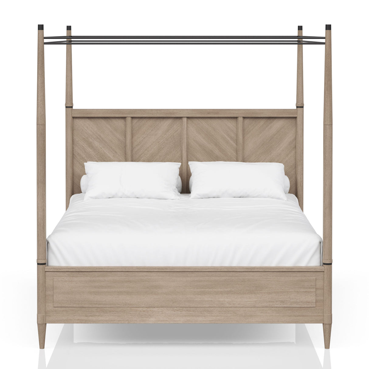 Queen Transitional Casual Solid Wood MDF Canopy Bed