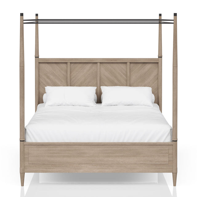 Queen Transitional Casual Solid Wood MDF Canopy Bed