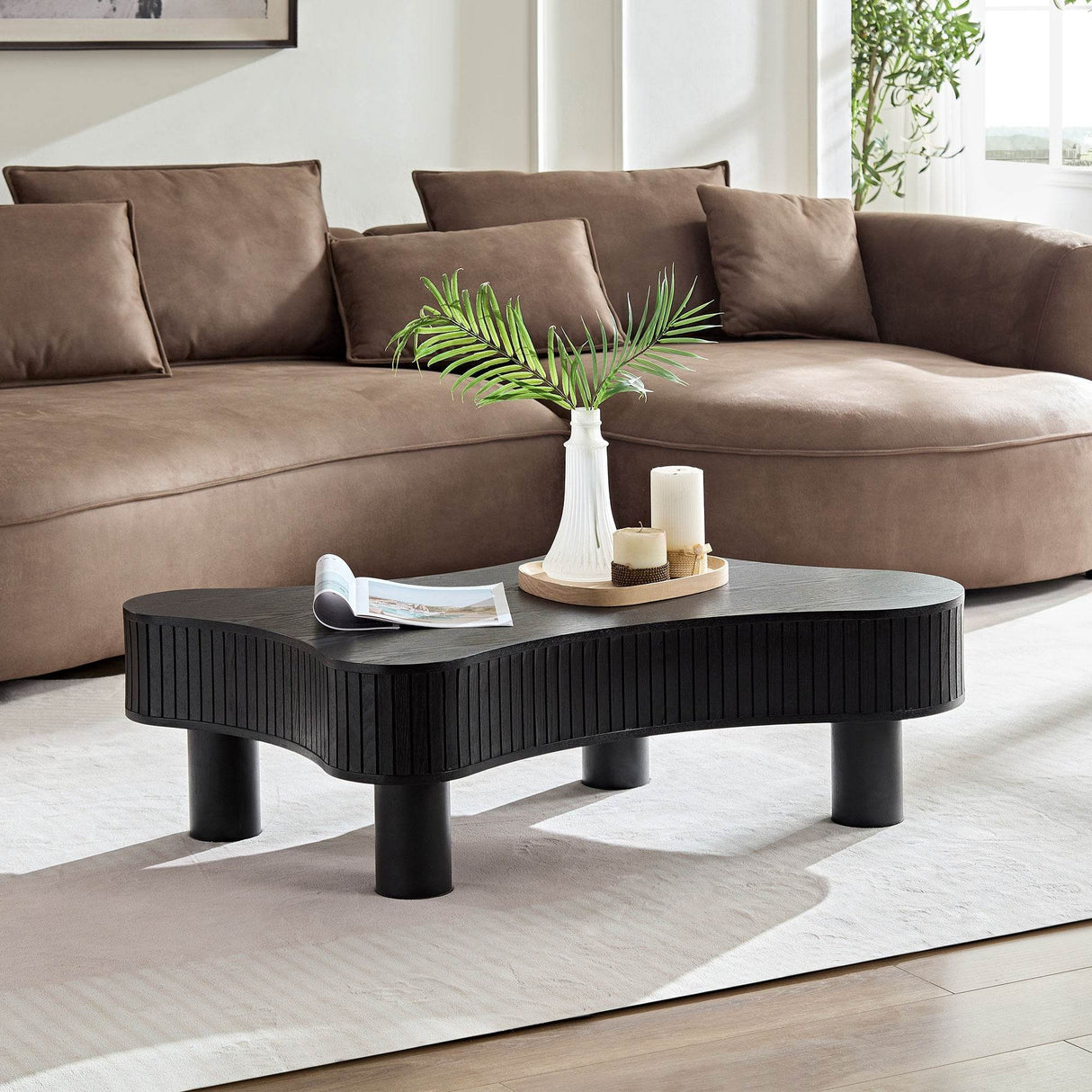 Modern Irregular Shaped Solid Wood Coffee Table - Sleep Galleria