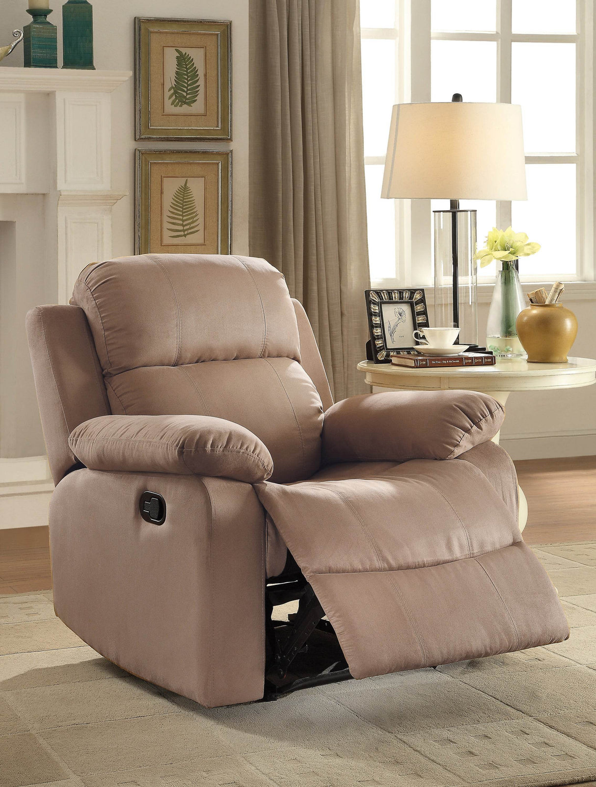 Brown Microfiber Pillow Top Recliner Chair