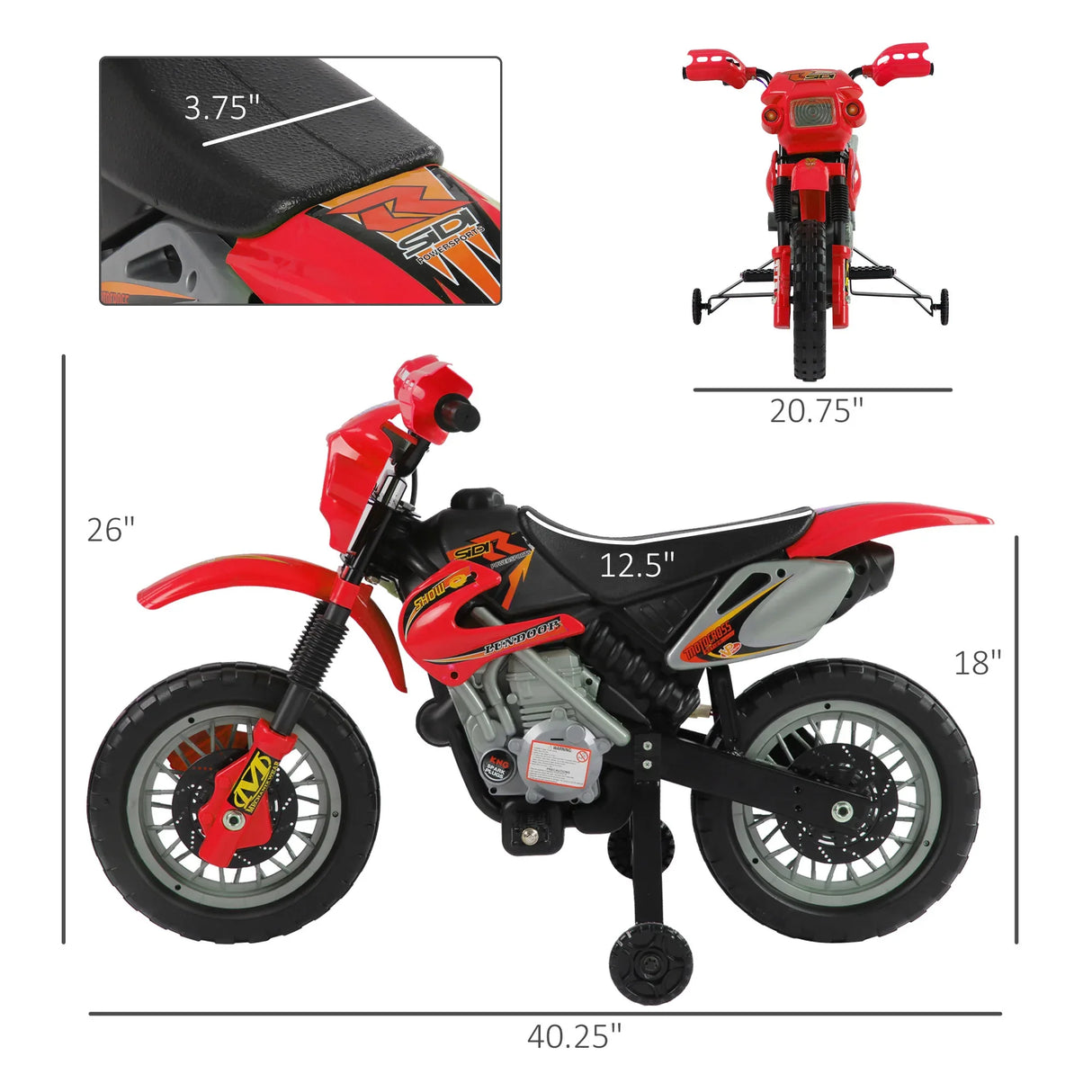 6V Electric Ride-On Kids Motorcycle With Training Wheels - Omega Lifestyles