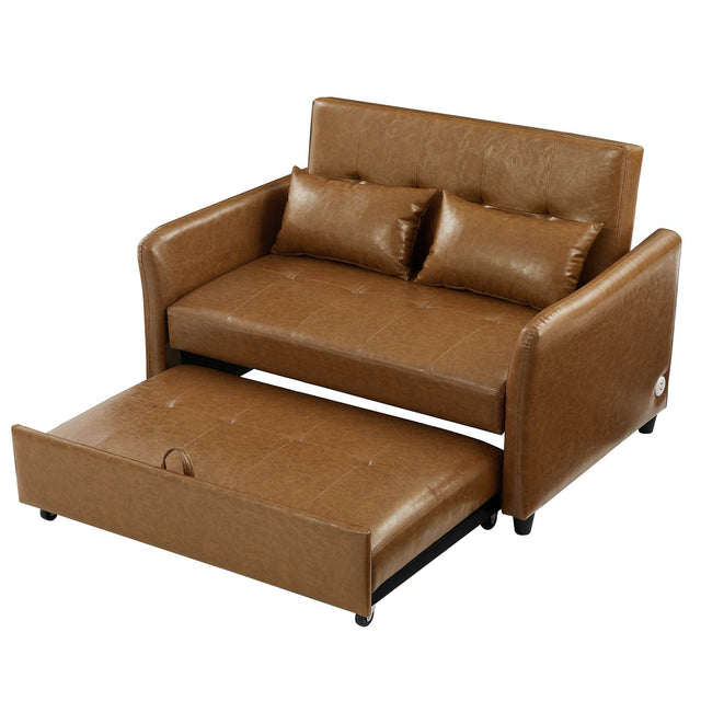 Convertible PU Leather Sofa Bed With USB Ports - Omega Lifestyles