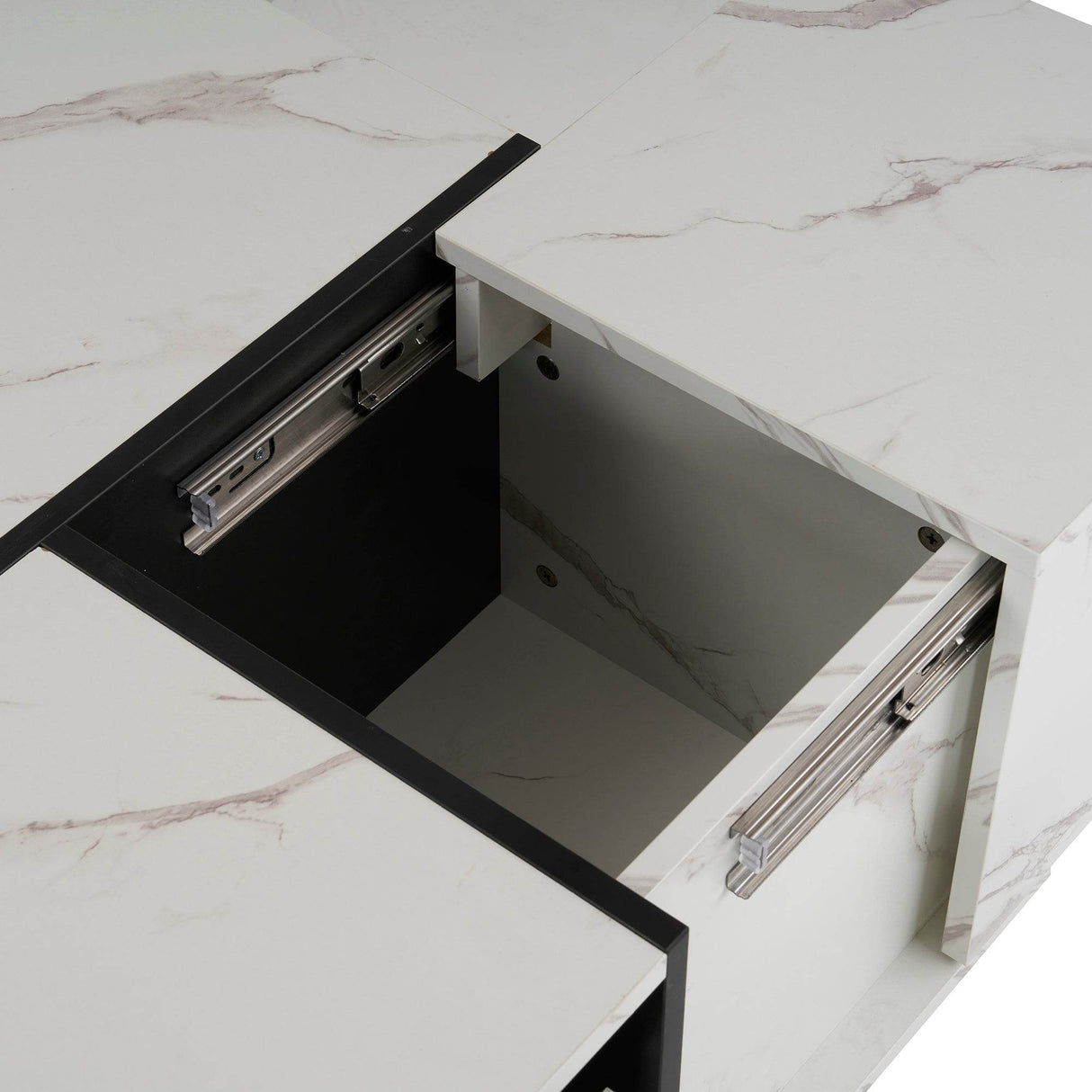 Modern White MDF Sliding Top Coffee Table With Storage - Sleep Galleria