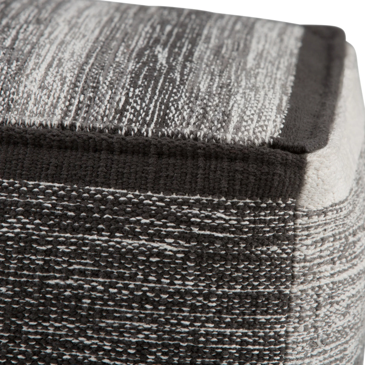 Woven Grey Mélange Fabric Cube Pouf Stool - Omega Lifestyles