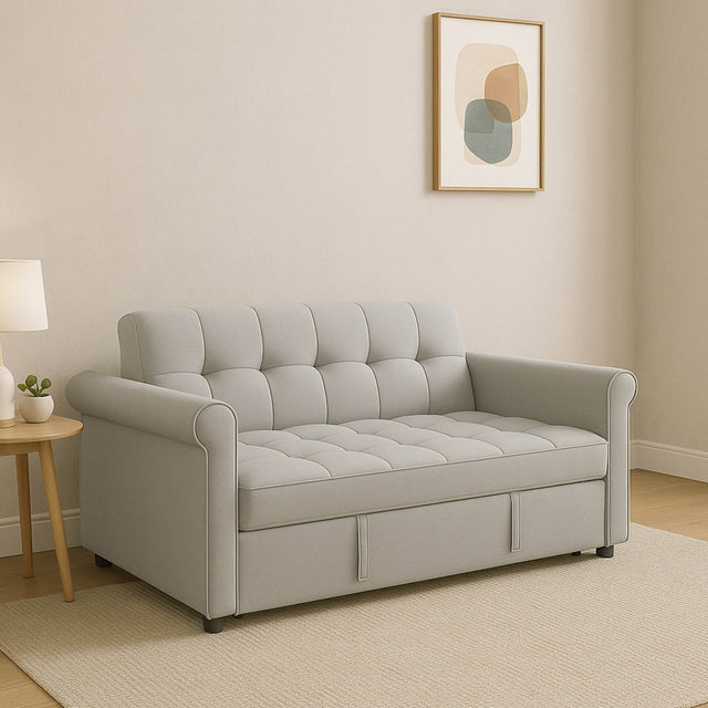 Gray Velvet Loveseat With Adjustable Backrest And Sleeper - Omega Lifestyles