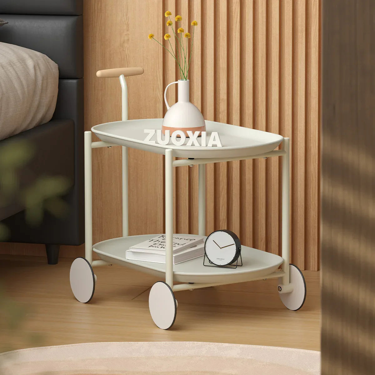 Artsy Ancient White Mobile Kitchen Storage Cart - Omega Lifestyles