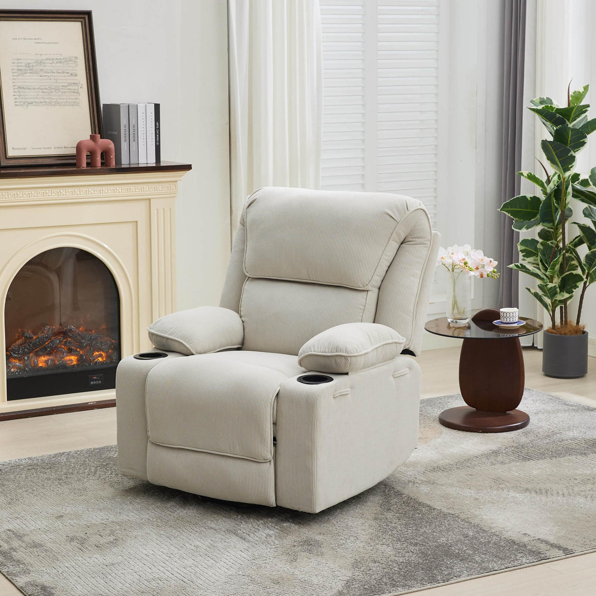 Ivory Remote-Controlled Heated Massage Assistive Recliner - Omega Lifestyles