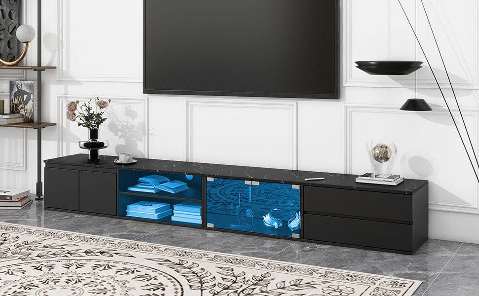 Modern APP Controlled LED Black Marble TV Stand - Sleep Galleria