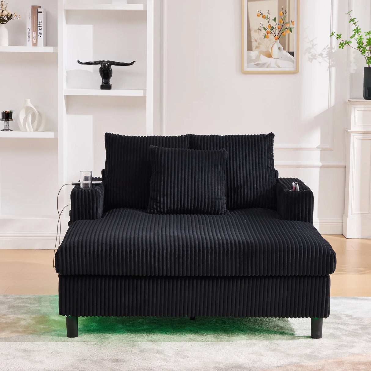 Oversized Corduroy Recliner Sofa With USB Charging - Omega Lifestyles