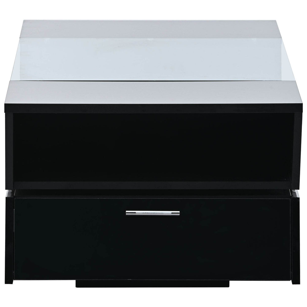 Modernist 2-Tier Black Tempered Glass Coffee Table - Sleep Galleria