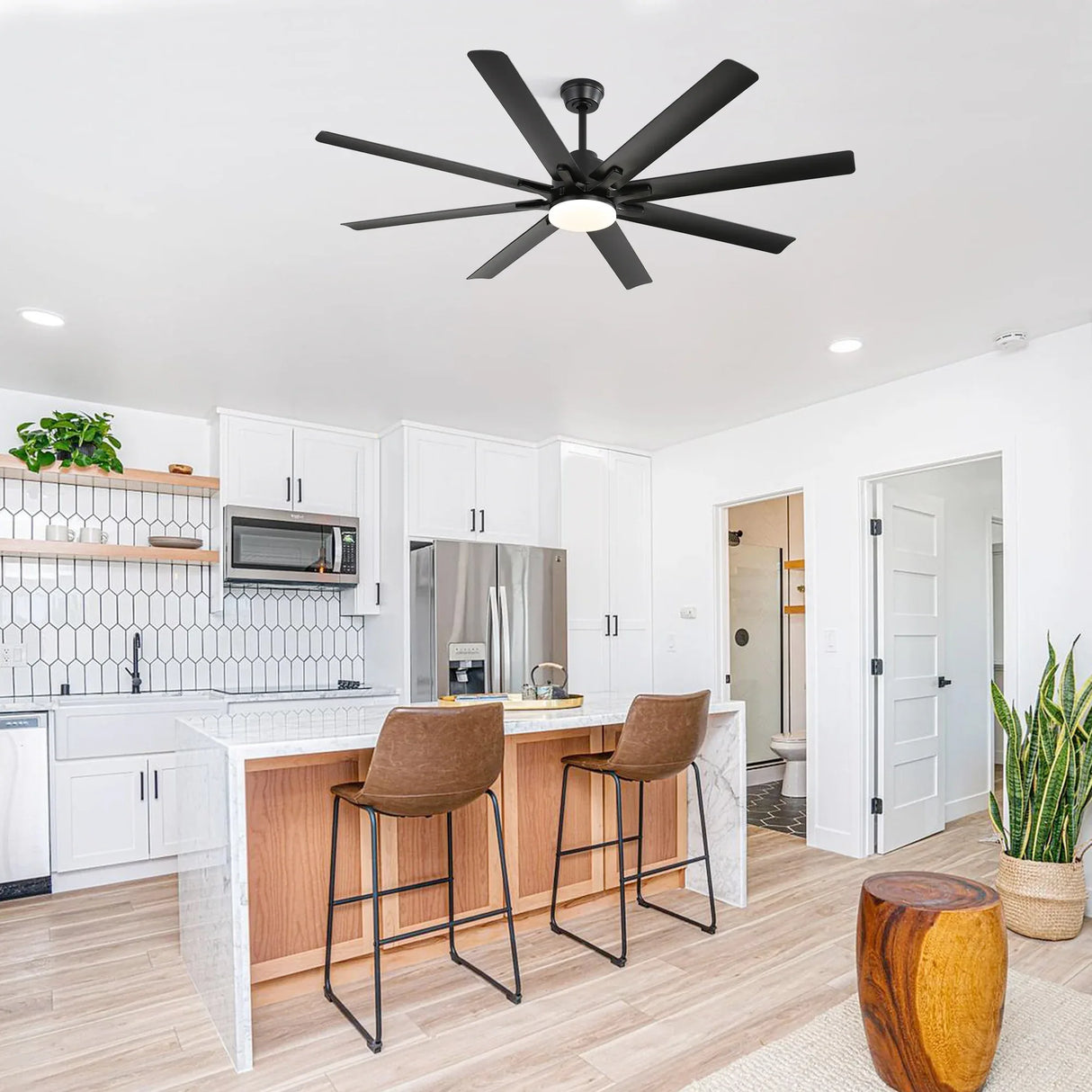 66-Inch Matte Black Smart Reversible DC Motor Ceiling Fan - Omega Lifestyles