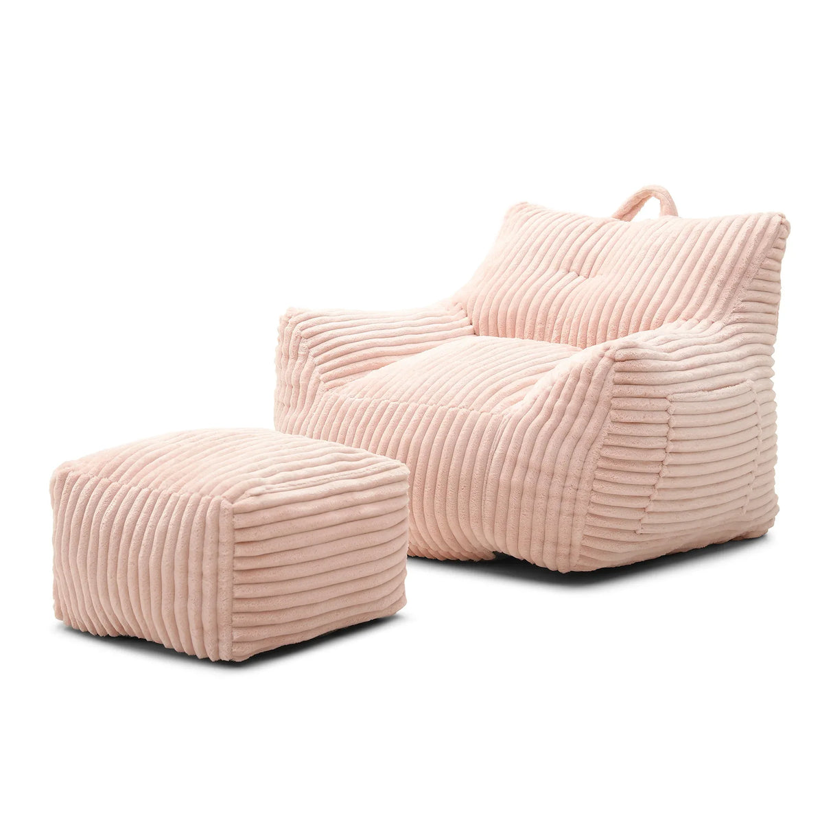 Giant Pink Corduroy Shredded Foam Bean Bag Chair - Omega Lifestyles