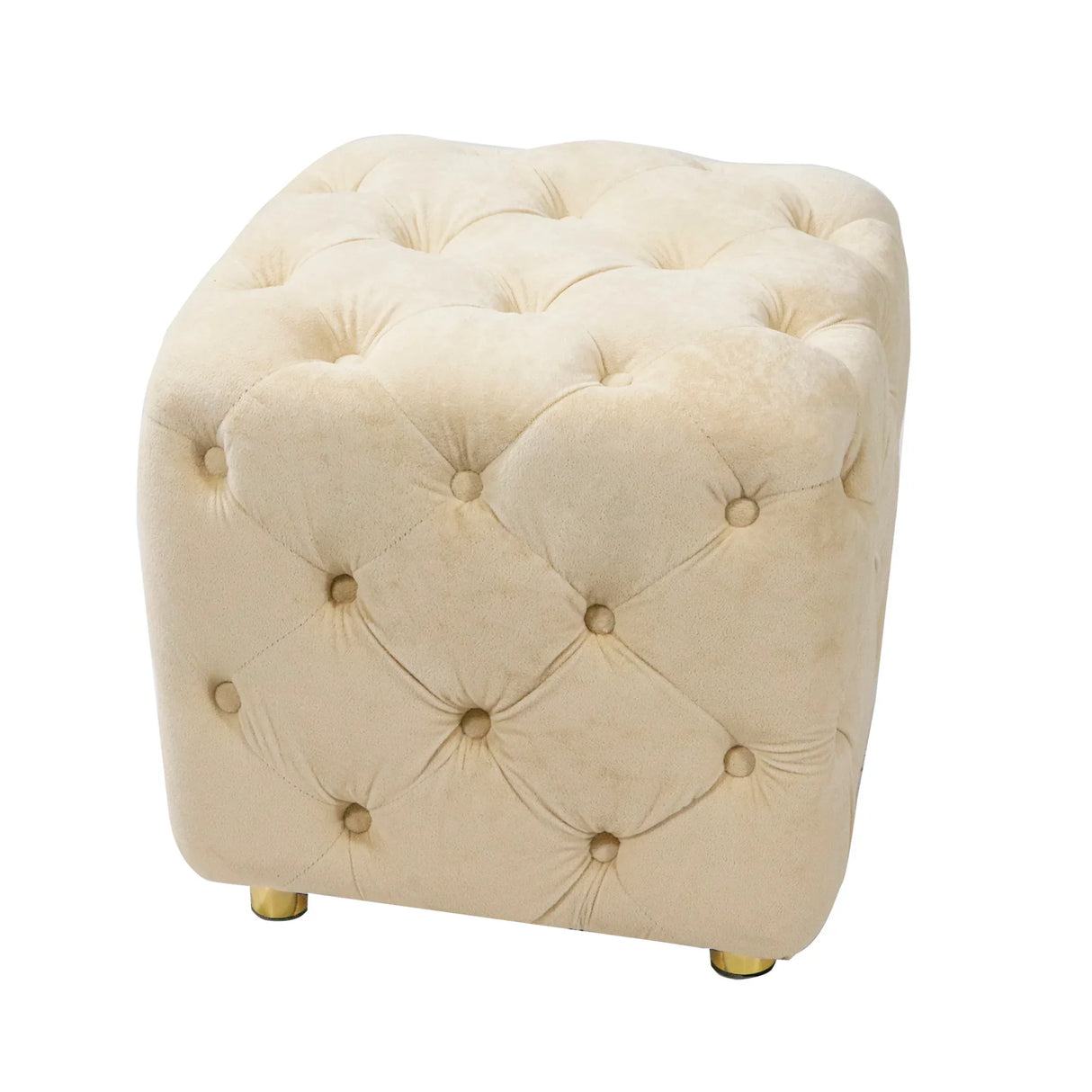 Beige Velvet Storage Ottoman With Concealed Compartment - Omega Lifestyles
