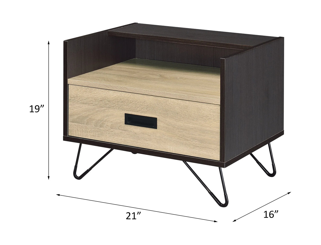 Black Oak Finish Contemporary Accent Table With Drawer - Omega Lifestyles