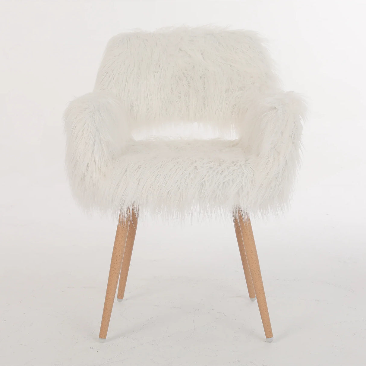 White Faux Fur Upholstered Side Dining Chair With Metal Legs - Omega Lifestyles