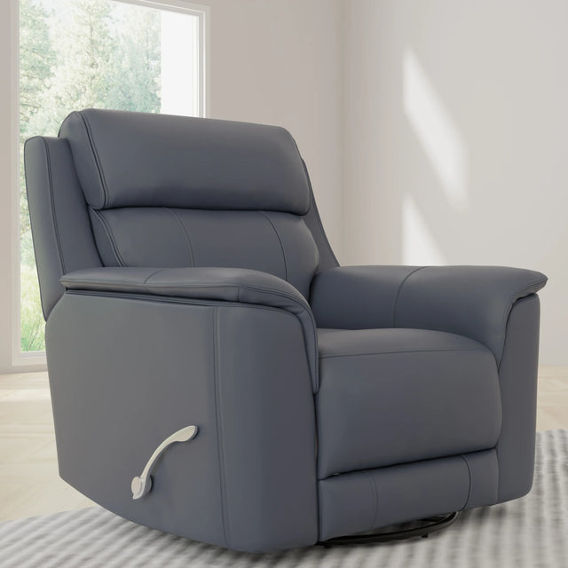 Manual Swivel Genuine Leather Glider Recliner Chair - Omega Lifestyles