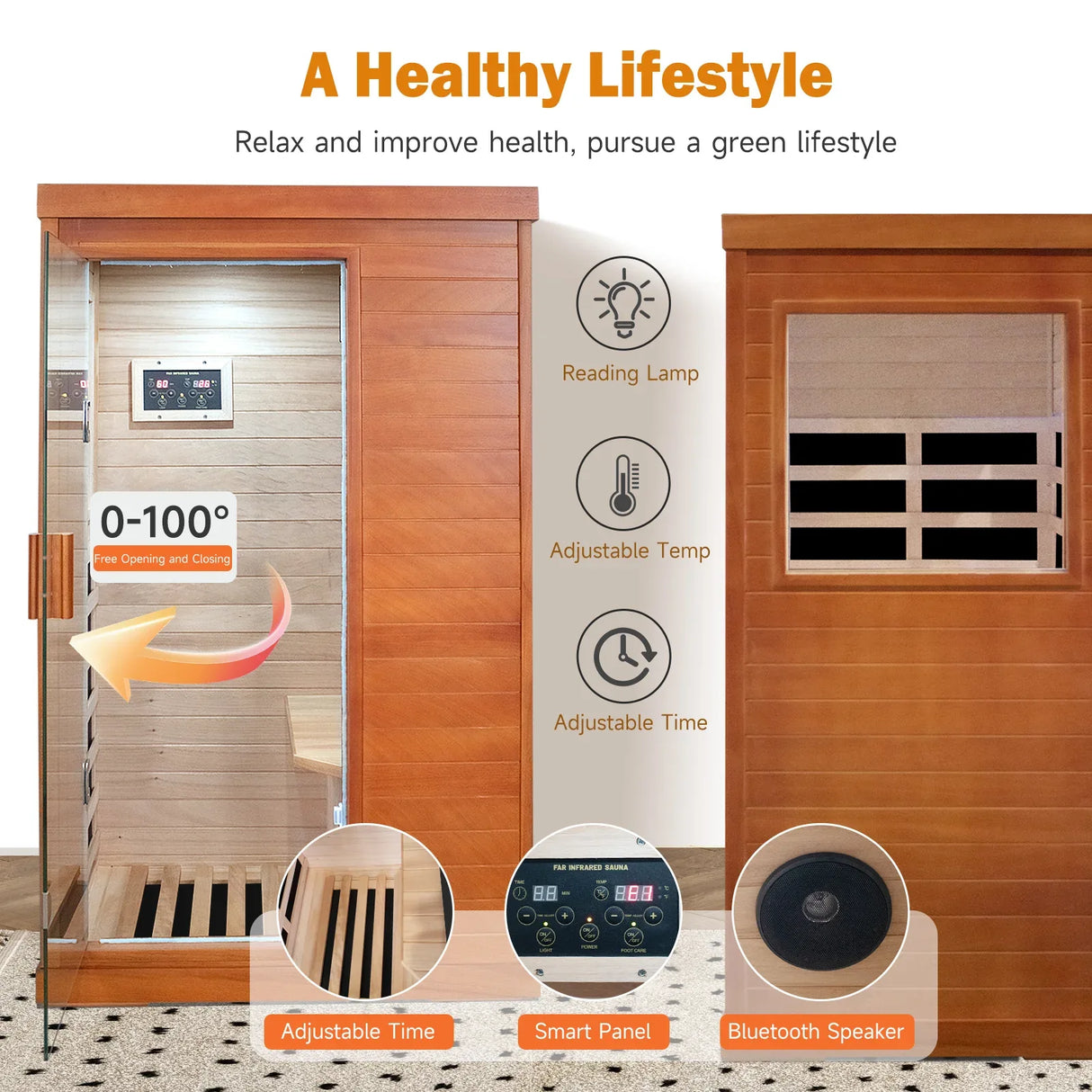 Single Room Solid Wood Infrared Sauna With Bluetooth - Omega Lifestyles