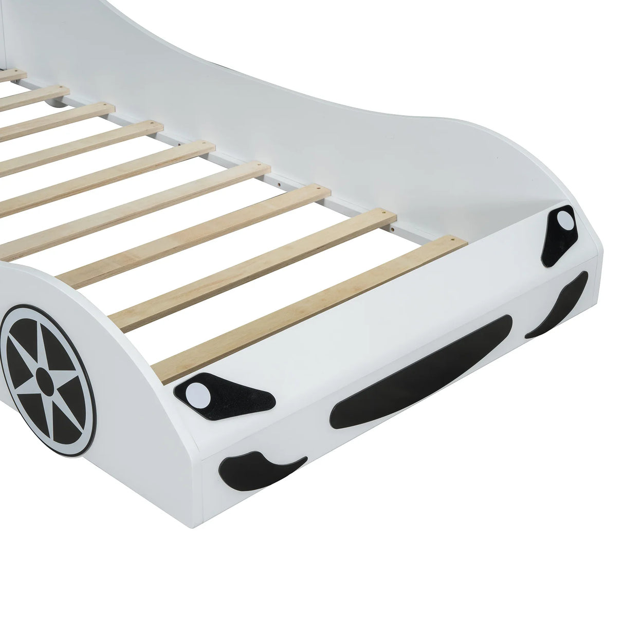 Twin Race Car-Shaped Wood Platform Bed With LED - Omega Lifestyles