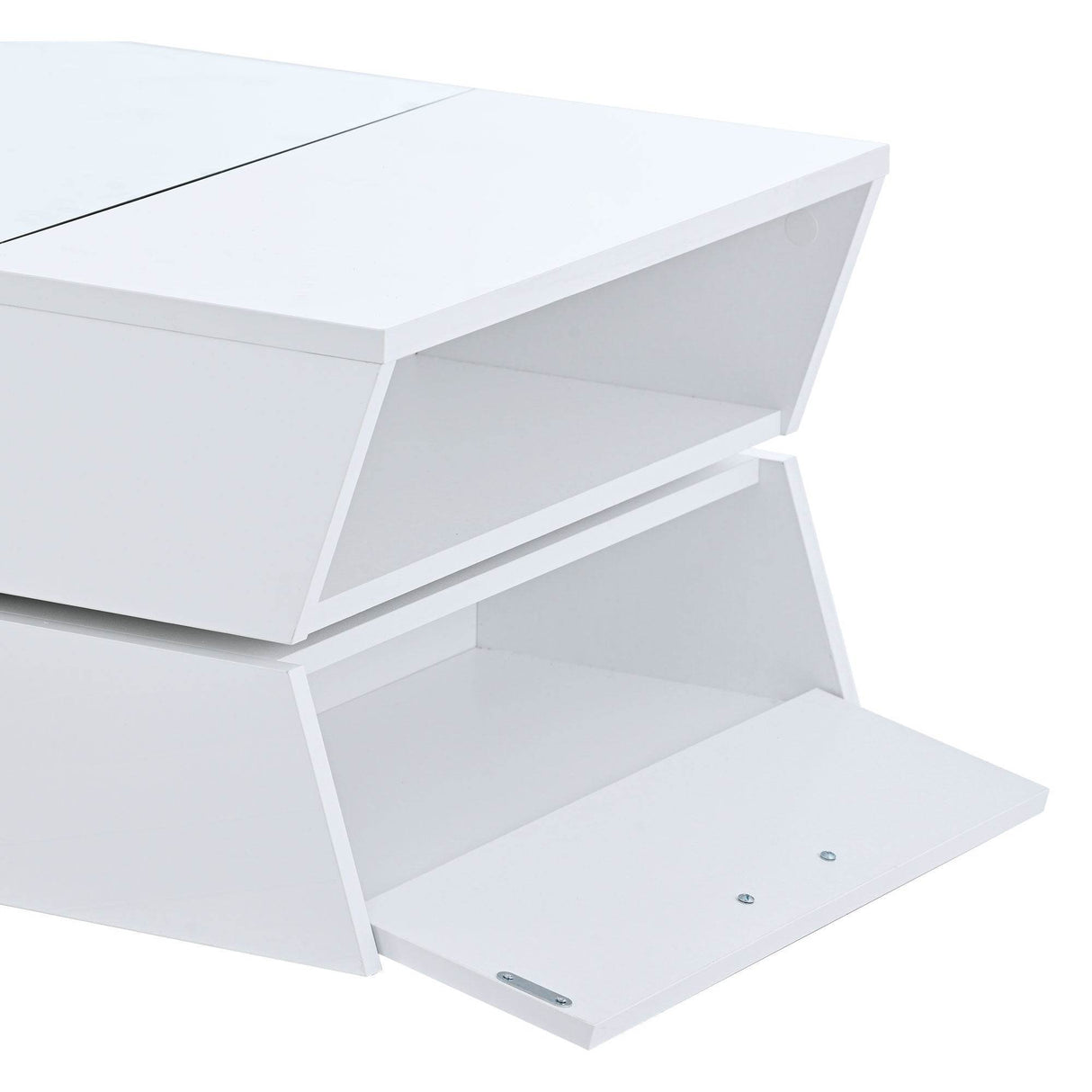 Modernist 2-Tier White Glass Top Coffee Table - Sleep Galleria