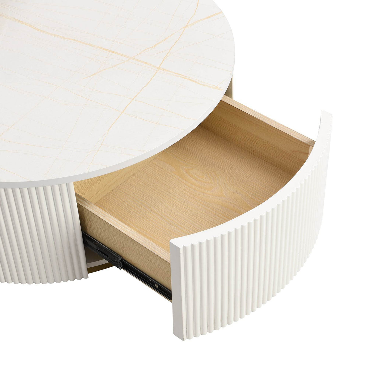 Modern Round Nesting MDF Coffee Table With Drawer - Sleep Galleria