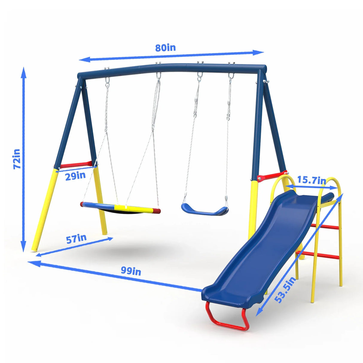 3-in-1 Heavy-Duty Steel Outdoor Kids Swing Set - Omega Lifestyles