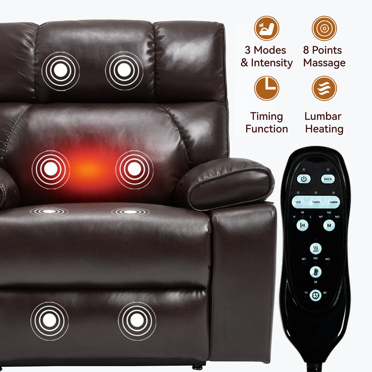 Brown Medium-Firm Faux Leather Power Lift Massage Chair - Omega Lifestyles