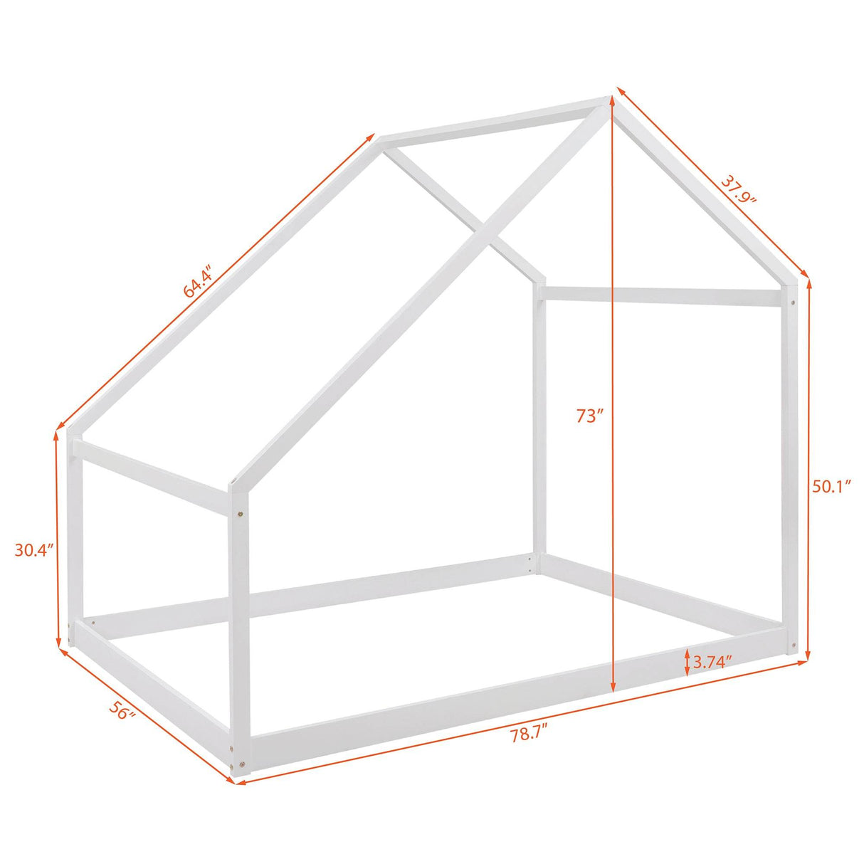 Full Size Solid Wood White House Bed Frame - Omega Lifestyles