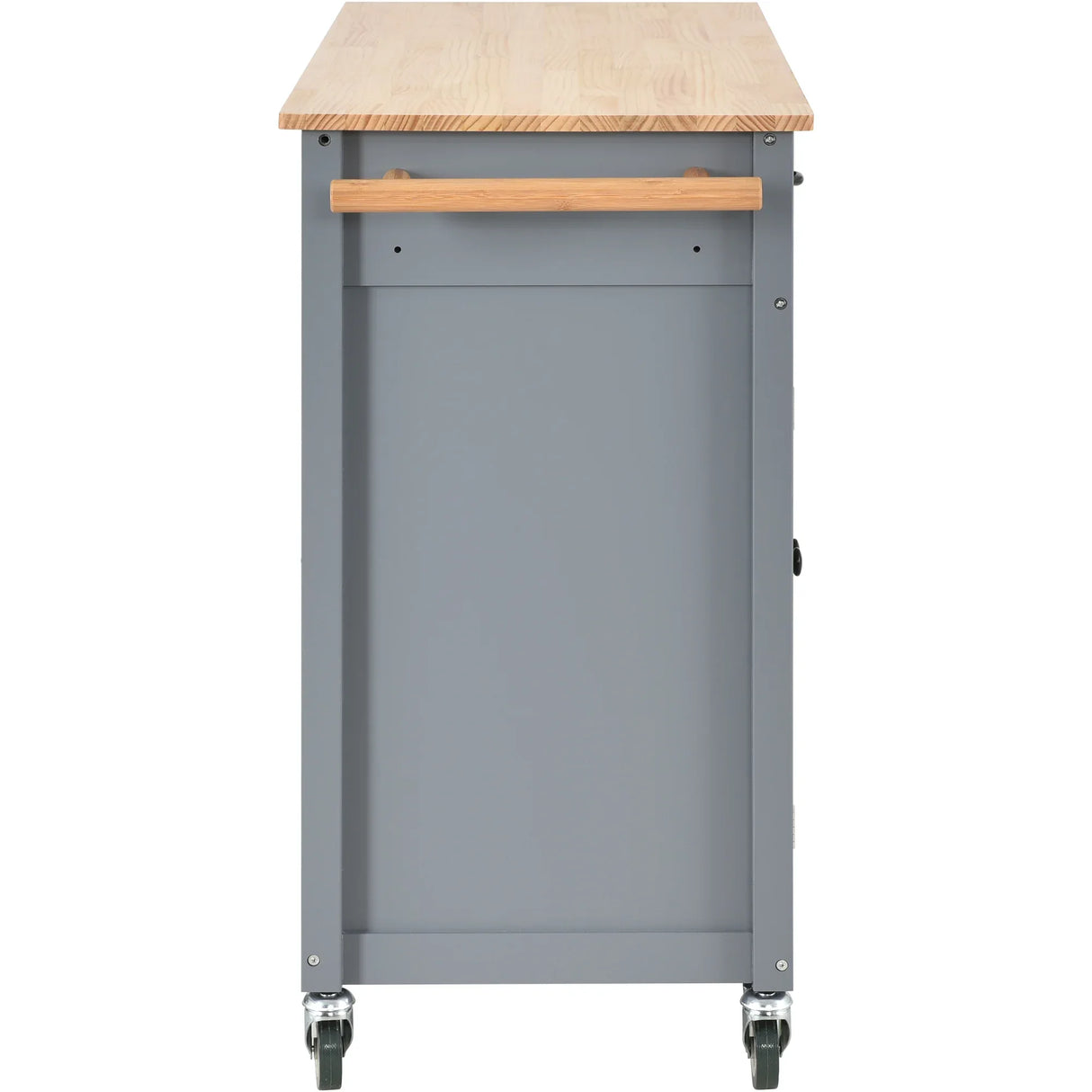 Kitchen Island Cart Solid Wood Top Four Door Cabinet - Omega Lifestyles