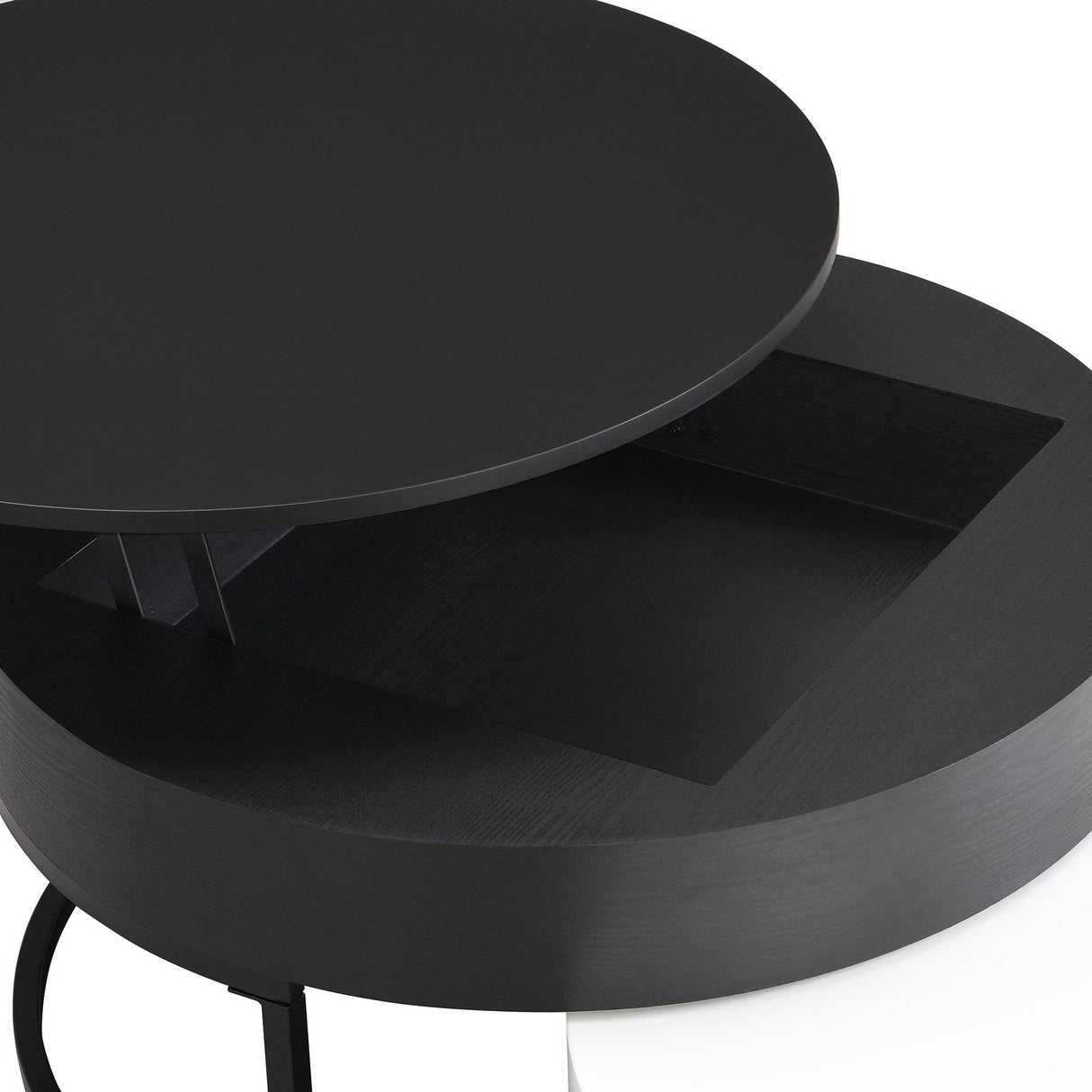 Modern Round Lift-Top Nesting Coffee Tables With Drawers - Sleep Galleria