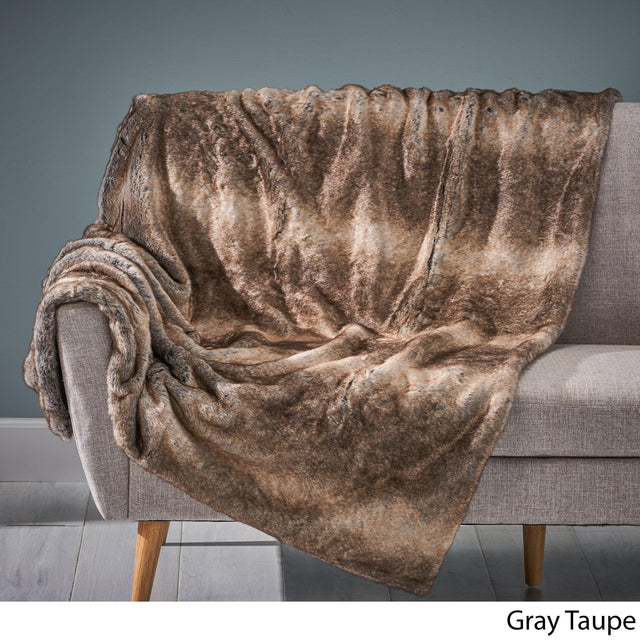 Brown Faux Fur Soft Cozy 50x60 Inch Throw Blanket - Omega Lifestyles