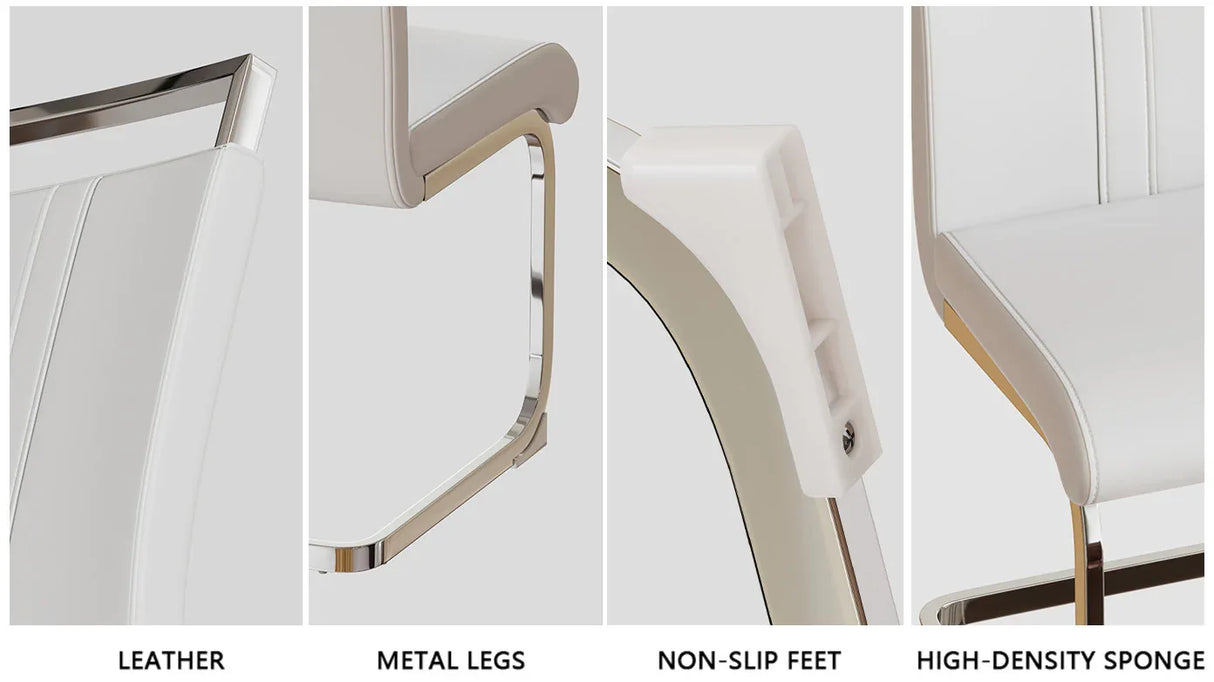 Modern Cream MDF Dining Table And PU Armless Chair Set - Omega Lifestyles