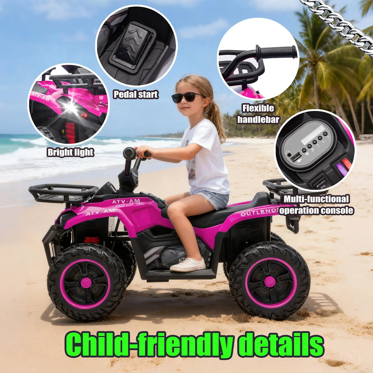 24V High-Power Kids Ride On ATV With Bluetooth - Omega Lifestyles