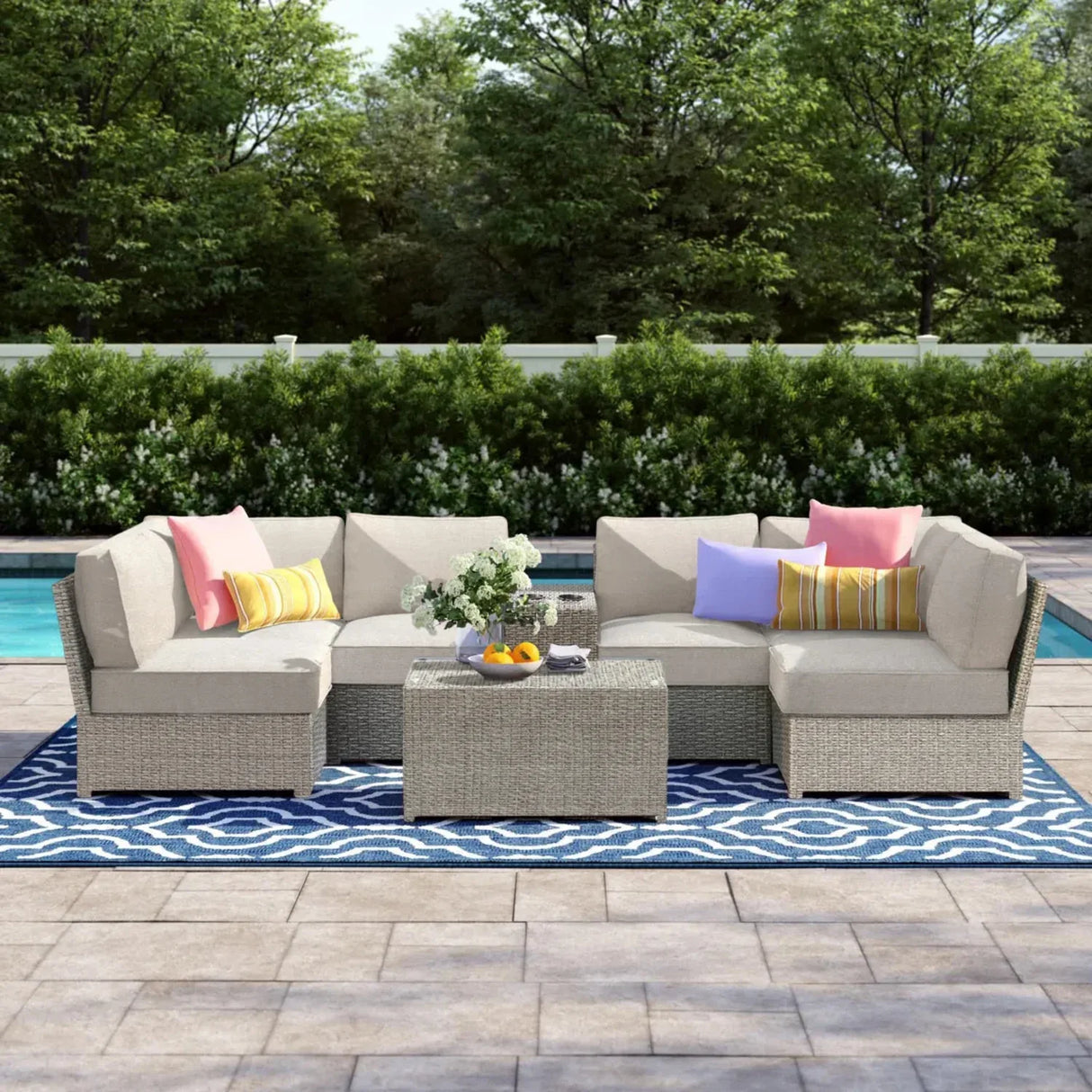 8-Piece 4-Person Outdoor Wicker Sofa Set With Cushions - Omega Lifestyles