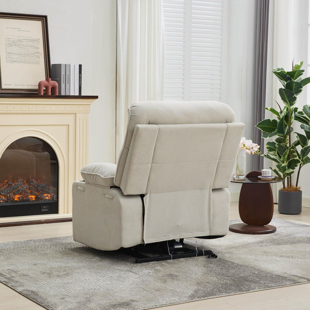 Ivory Remote-Controlled Heated Massage Assistive Recliner - Omega Lifestyles